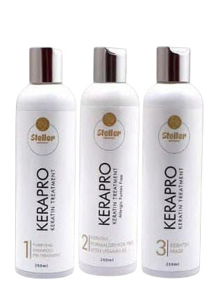 *Steller KERAPRO Keratin Treatment Kit - 3 Step Professional Keratin System (250ml Each)*