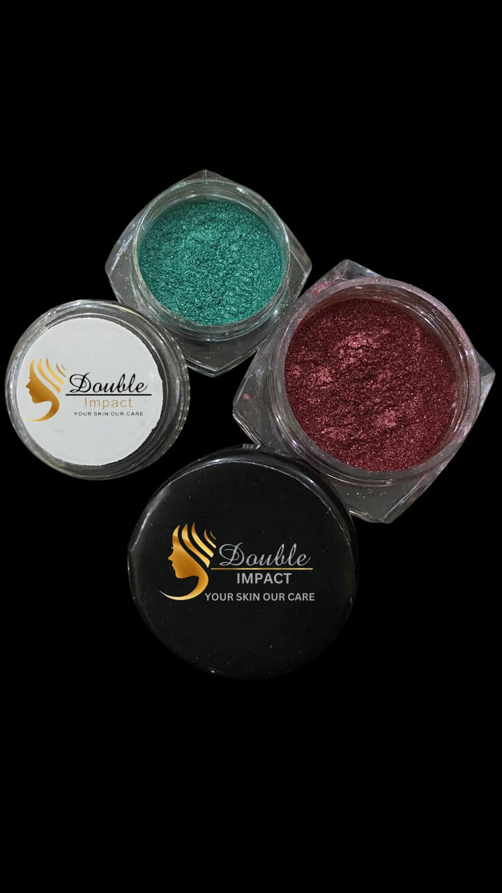 *Double Impact Shimmer Pigment Eyeshadow - Highly Pigmented Glitter Powder*