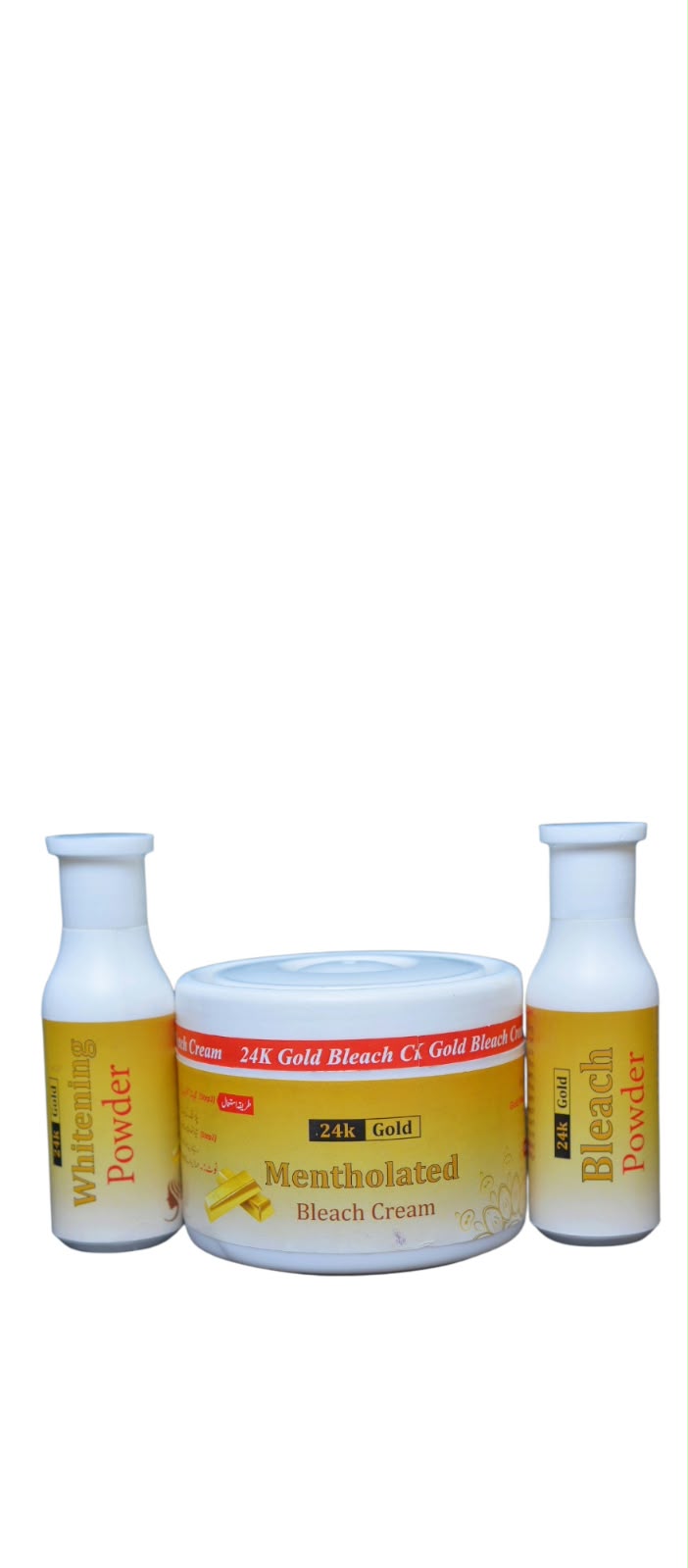 *24K Gold Mentholated Bleach Cream Set with Whitening Powder & Bleach Powder*